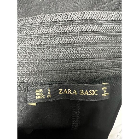 Zara Basic womens pull on high waist black skinny pants button accent Size S - Picture 6 of 11